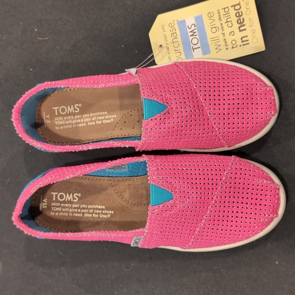 Toms barbie pink mesh like slip one new with tags sz 3.5 - Picture 1 of 7